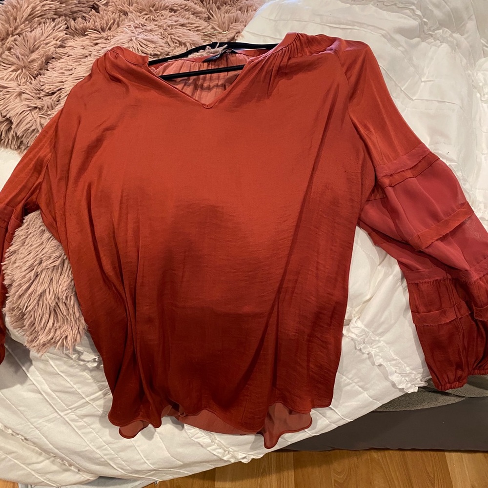 Vera wang embellished sleeve blouse